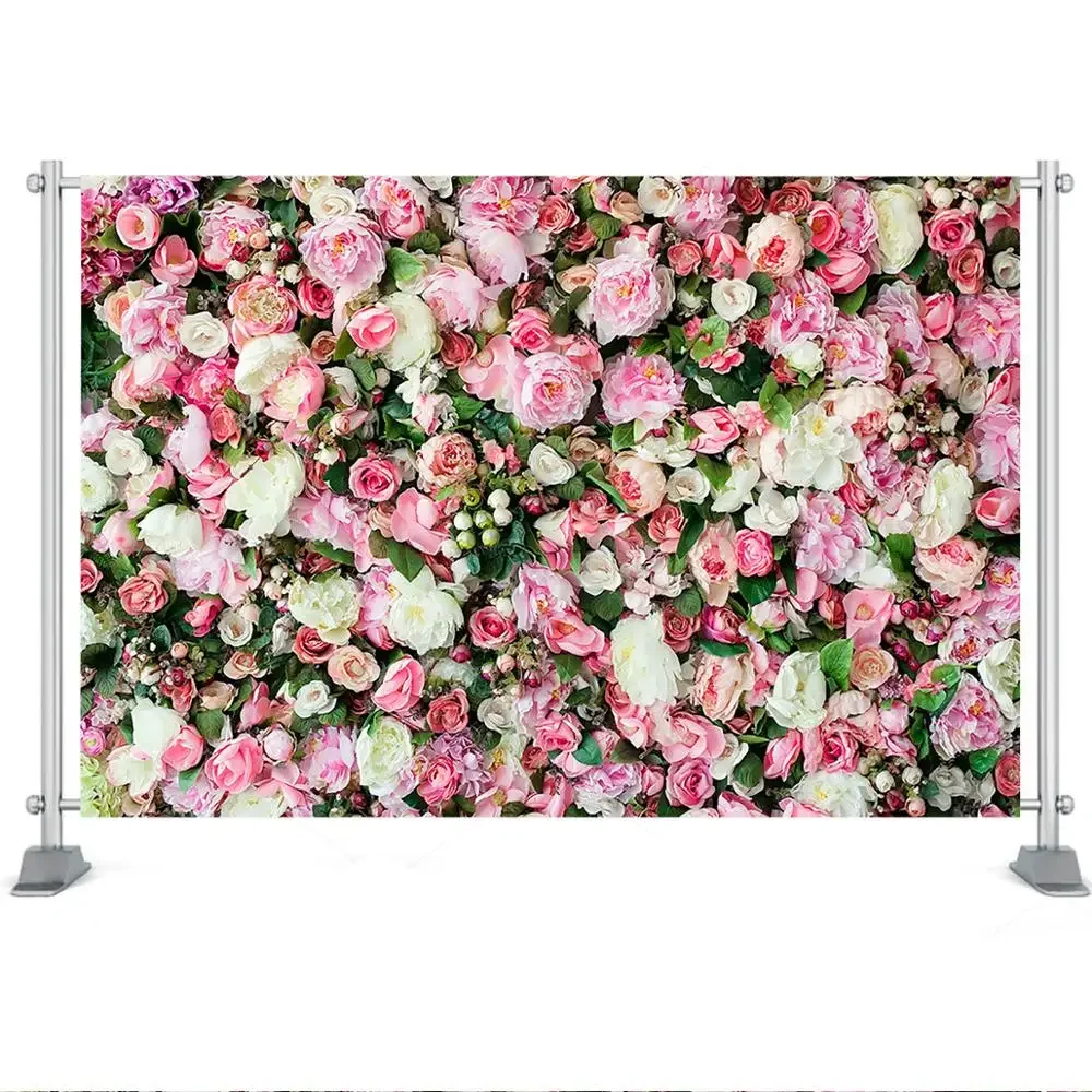 Фоны для фотосъемки с цветами на стене, розовая, белая, роза, цветочный весенний фон для фотосъемки, детский душ, свадебная студия, фотофоны