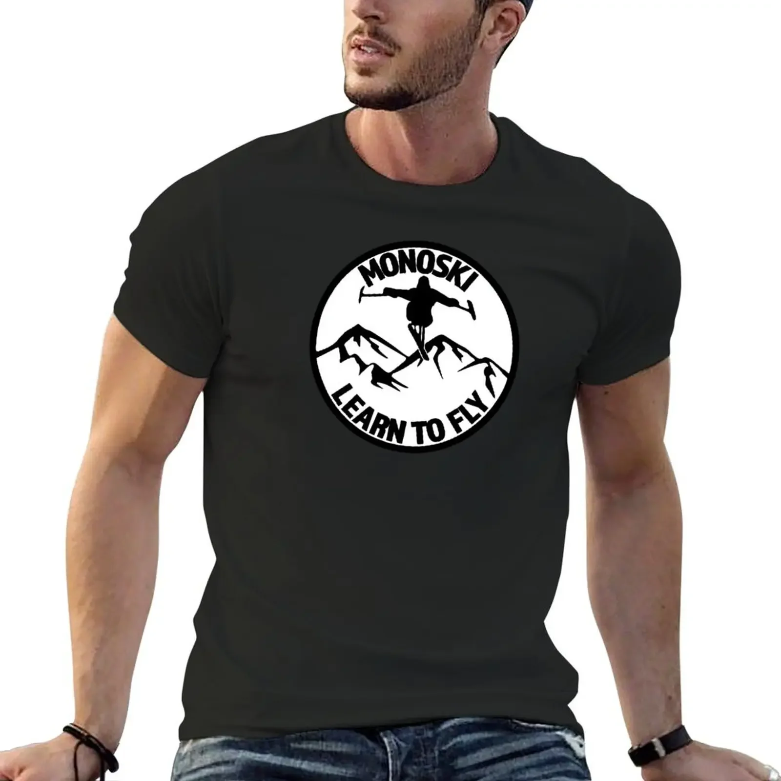 MonoSki - Learn To Fly - Great Gift for the Monoskier T-Shirt sports fans summer top men clothing