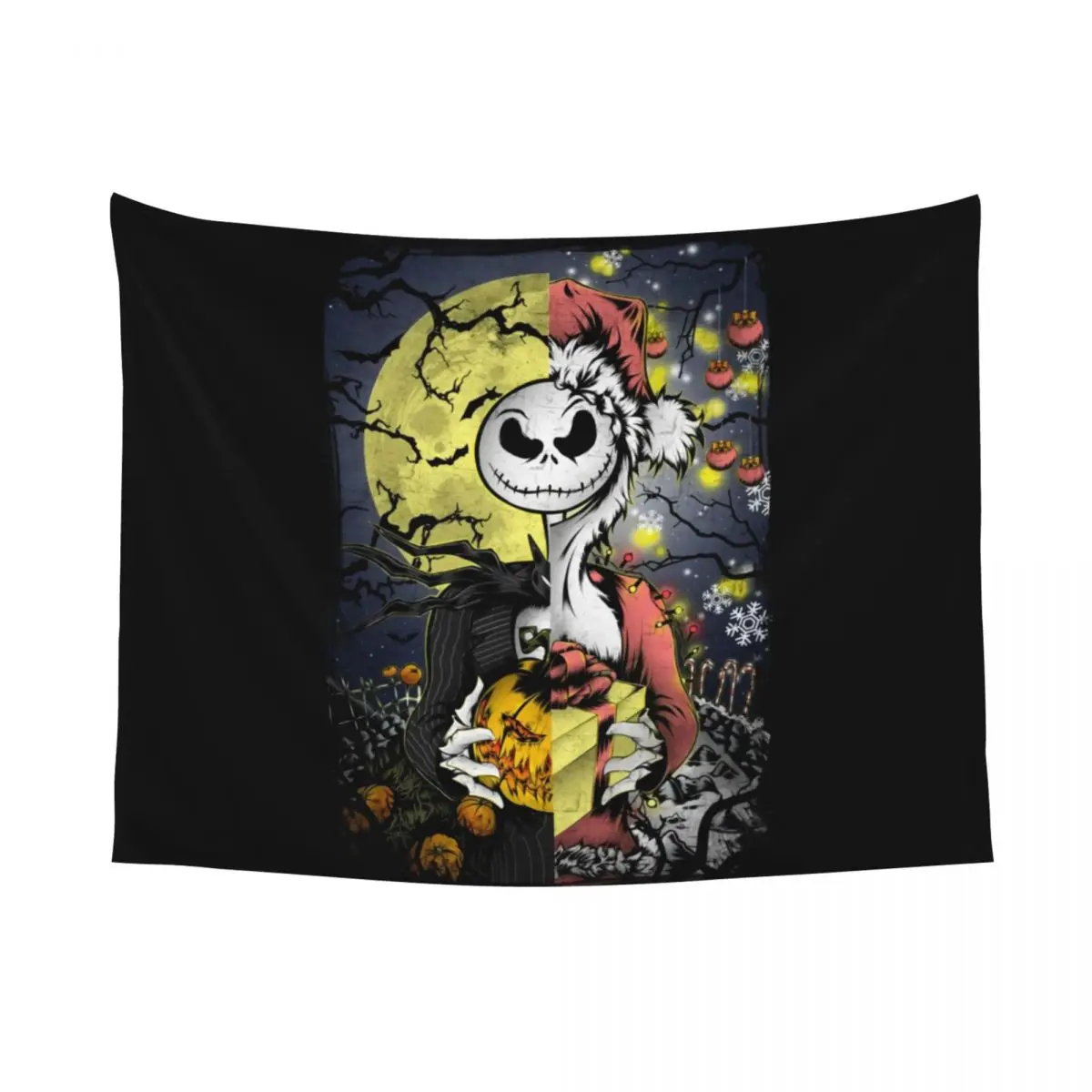 Custom Hippie Halloween Nightmare Before Christmas Jack Skellington Tapestry Wall Hanging Home Decor Tapestries Decoration