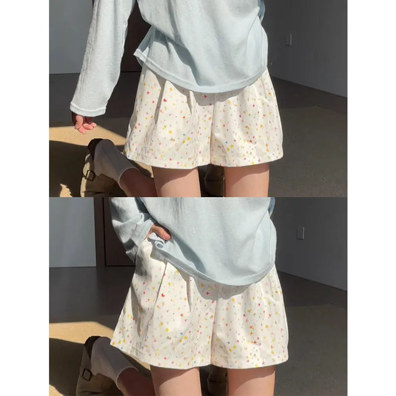 2026 Women's Print Wide Leg Shorts Summer New High Waist Tooling Short Pants Ladies Loose Casual Quick-drying Shorts U52