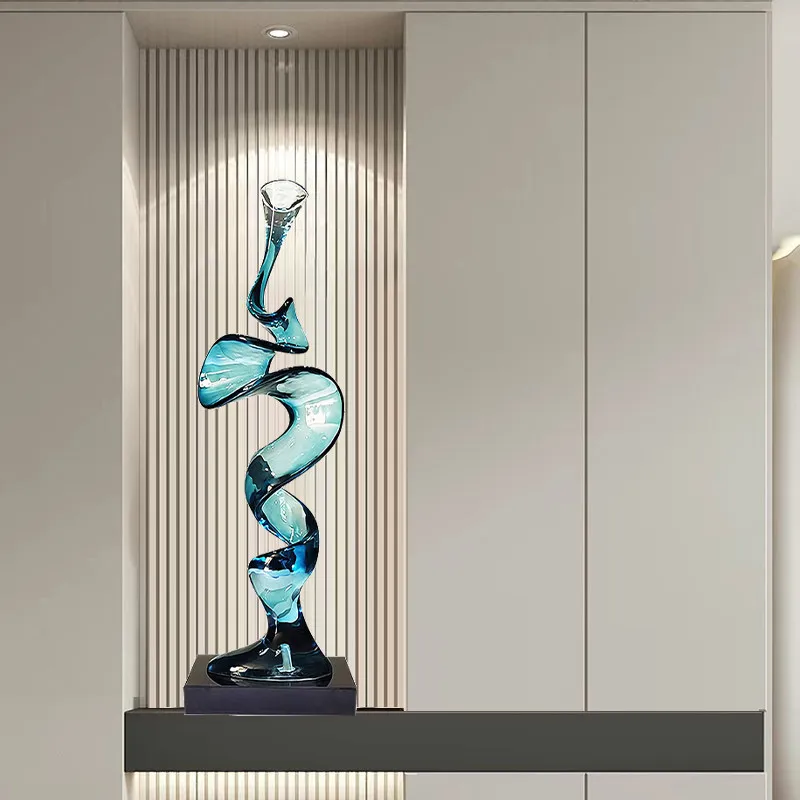 Transparent resin Taihu stone ornament high-grade light luxury living room entrance TV cabinet abstract art vertical decoration