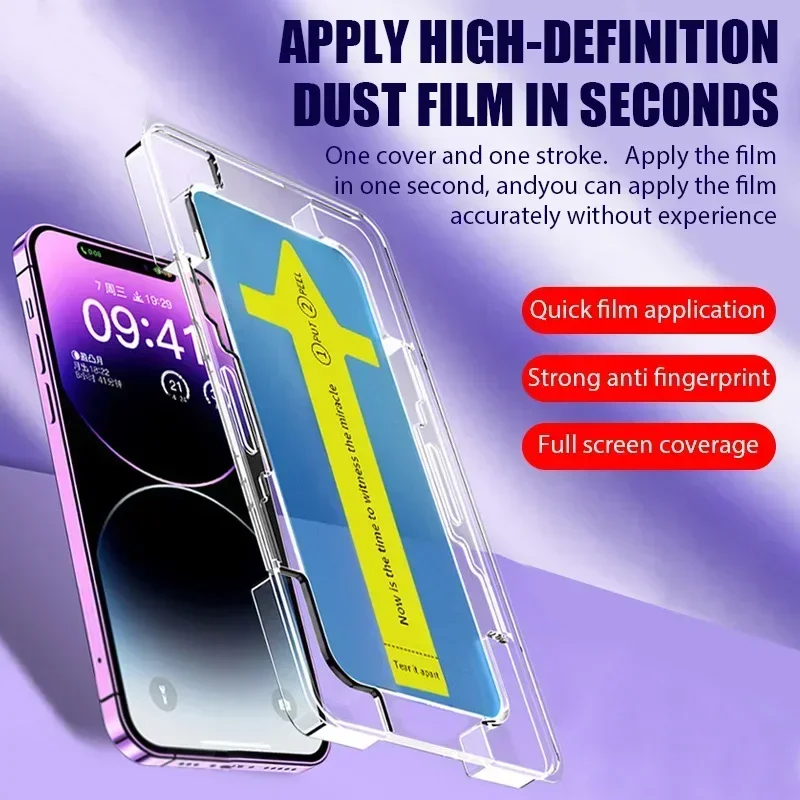 8K HD Full Cover Tempered Glass For iPhone 15 Pro Max 14 13 12 11 15 Plus Screen Protector With Alignment Mounting Cover Glass