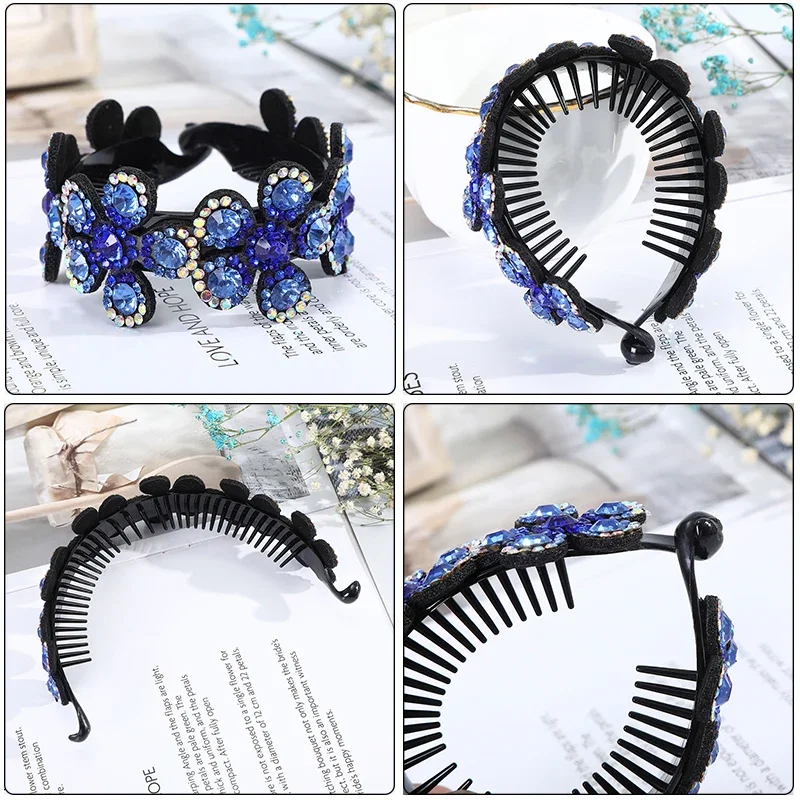 Rhinestone Hair Bun Claws Holders Crystal Rhinestones Nest Bud Hair Claws Crabs Clips Maker Bun Hairgrip for Bezel Ponytail