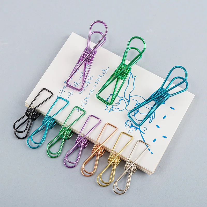 Clips creativos de Metal para peces pequeños, Mini Clips para billetes ahuecados, Clips de cola larga coloridos para revistas, suministros de encuadernación para oficina