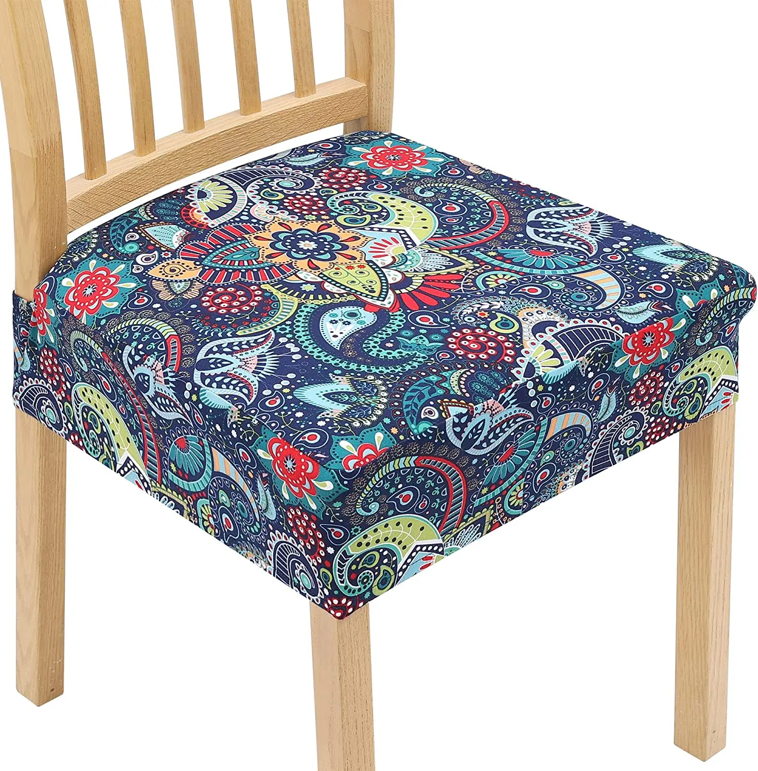 1 Piece Dining Chair Seat Covers For Dining Chairs, Stretch Printed Removable Washable Chair Covers