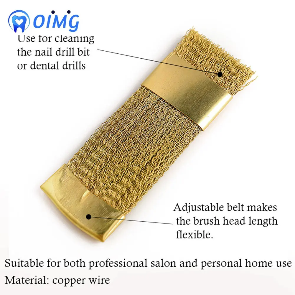 Dental Bur Cleaning Brass Wire Brush Nail Drill Bits Cleaning Brush Copper Wire Brushes Files Stand Cleaning Tool Gold Dentisty