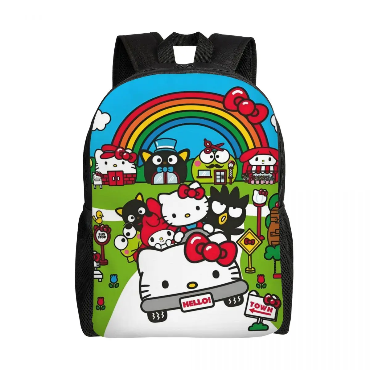 

Рюкзак Hello Kitty Strawberry на заказ для женщин и мужчин, школьный рюкзак для школьников, подходит для 15-дюймовых сумок для ноутбуков