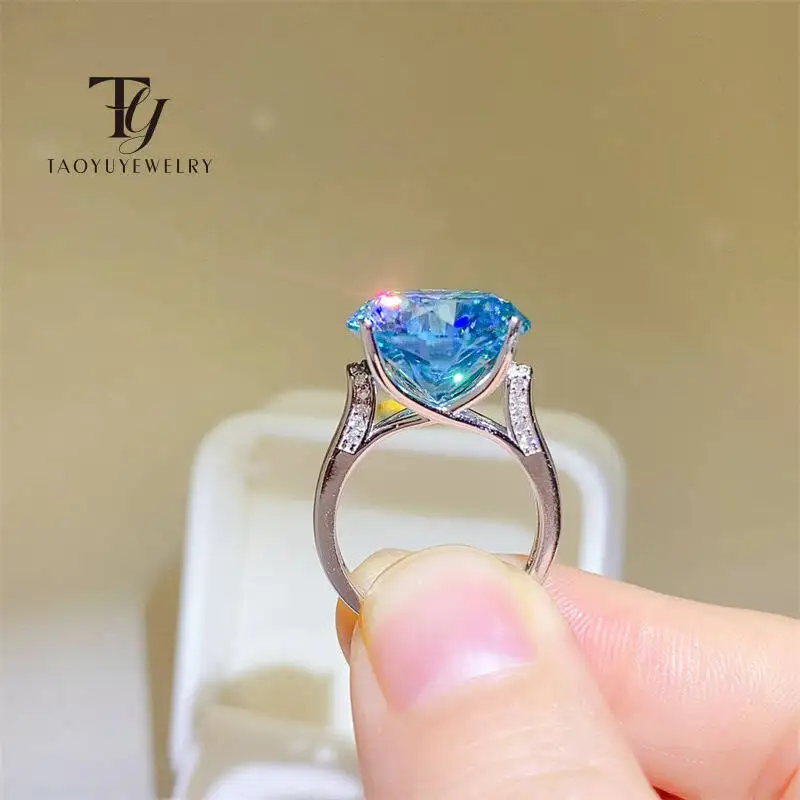 

TY Luxury 5 Carat Moissanite Engagement Ring 925 Sterling Silver Women's Ring Flower Round Ring Fine Jewelry Gift Wedding