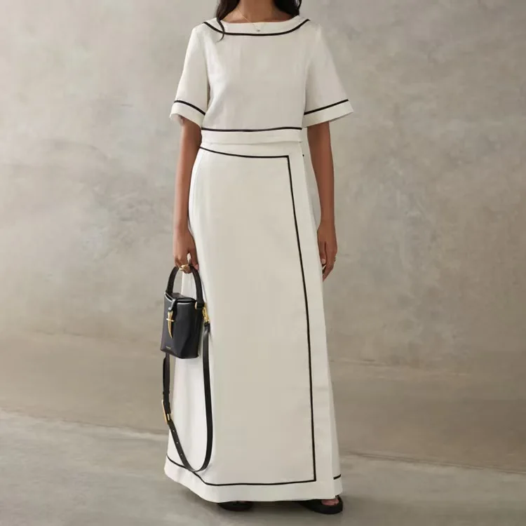 

Черный белый контрастный цвет, круглая верхняя юбка Ne ort, комплект женской модной осенне-зимней одежды, футболка обычного кроя