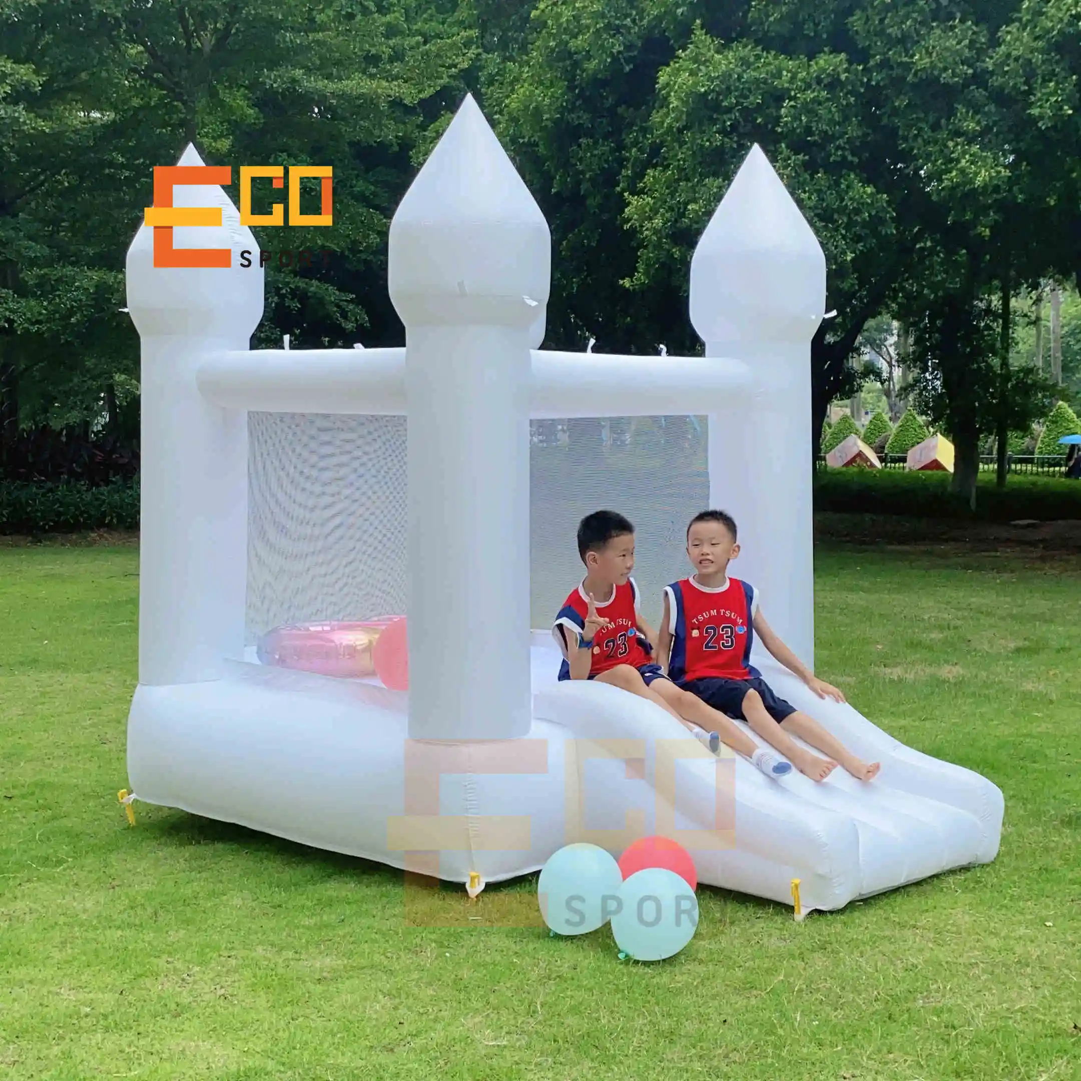 Oxford Home Gebruik Mini Opblaasbare Witte Bounce House Kids Verjaardag Peuter Springkasteel/Maan Bounce Huis Voor Kinderen Soft Play