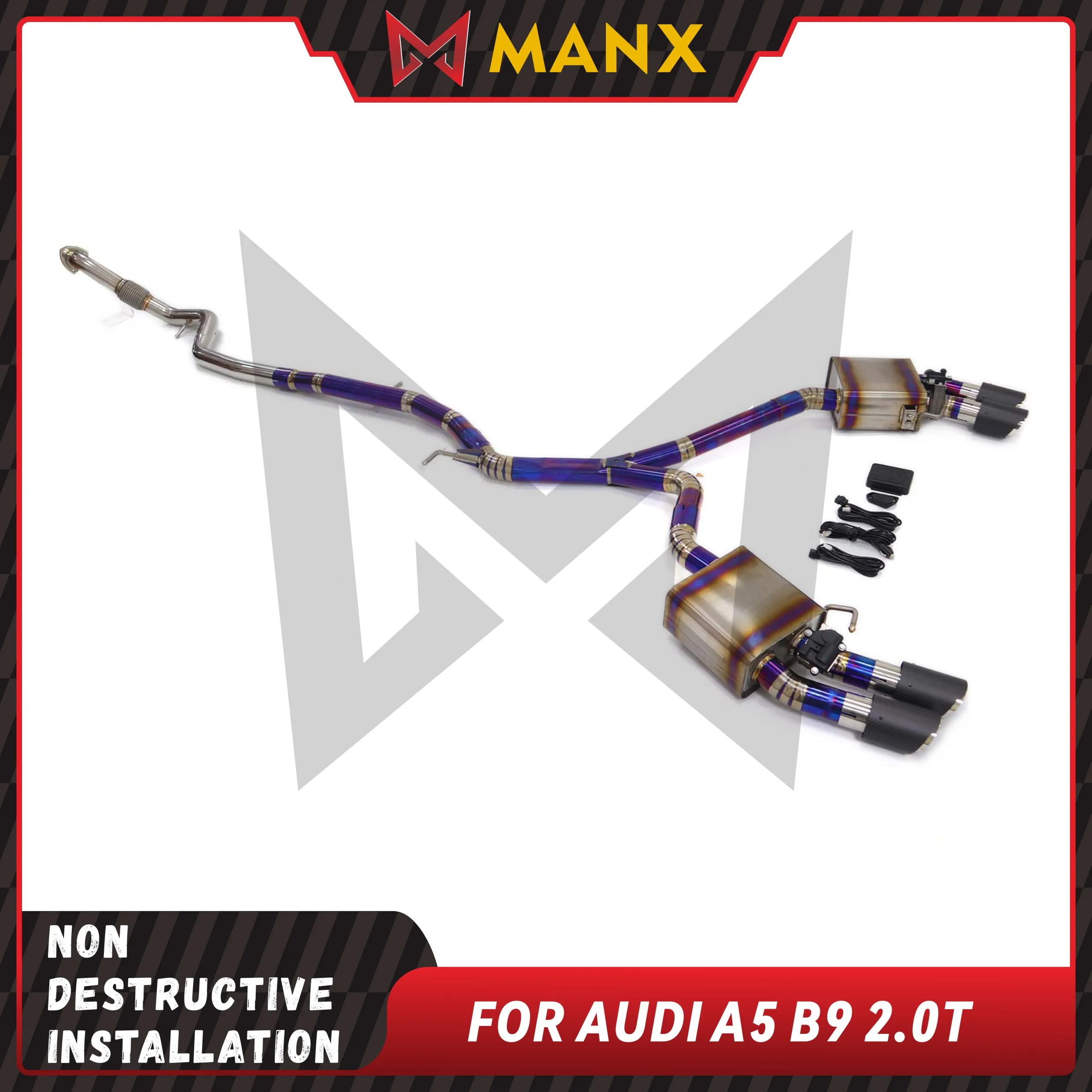 

Suitable for AUDI A5 B9 2.0T Ti alloy Catback Stainless steel Resonant tube Performance Exhaust System Muffler With Valve