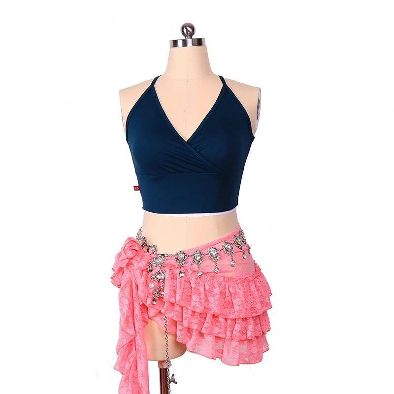 

customized belly dance belt new waist skirt Korean lace three-layer ruffled crotch towel manufacturer wholesale BPP05