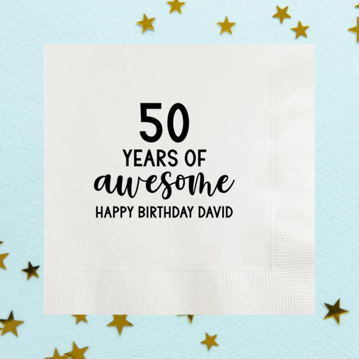 50 Years of Awesome Birthday Custom Napkins, 50th Birthday Decorations, 50th Birthday Gifts, Vintage 1973 Birthday Party, Fifty