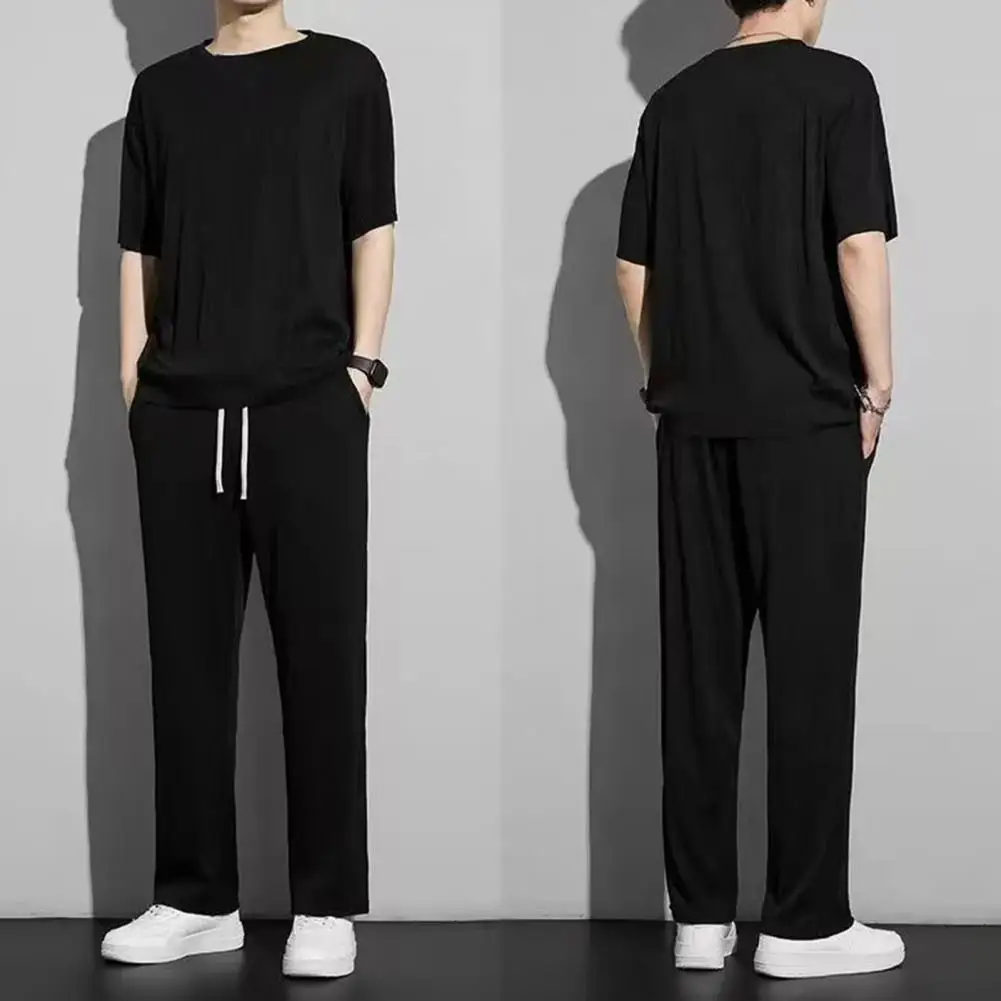 2023 Summer Pleated Pants Solid Tapered Pants Pencil Pants Four-season Casual Ice Silk Bottoms Japenese Streetwear Men