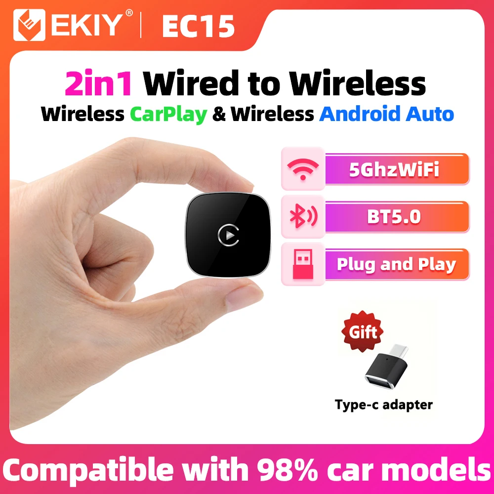 EKIY 2in1 اللاسلكية CarPlay دونغل اللاسلكية أندرويد السيارات محول AI صندوق ذكي سيارة أنظمة ذكية للسيارة مع السلكية CarPlay #1