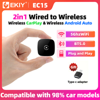 EKIY 2in1 Wireless CarPlay Dongle Wireless Android Auto Adapter AI Smart Box Car Intelligent Systems For Car With Wired CarPlay