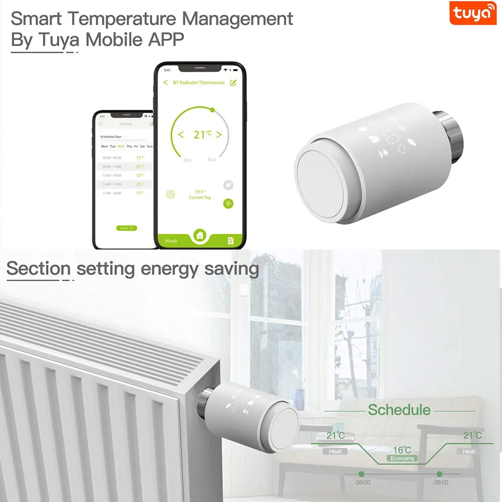 Jianshu-termostato Tuya Zigbee, válvula de radiadores, termorregulador inteligente TRV para suelo cálido, vida inteligente, funciona con Alexa y