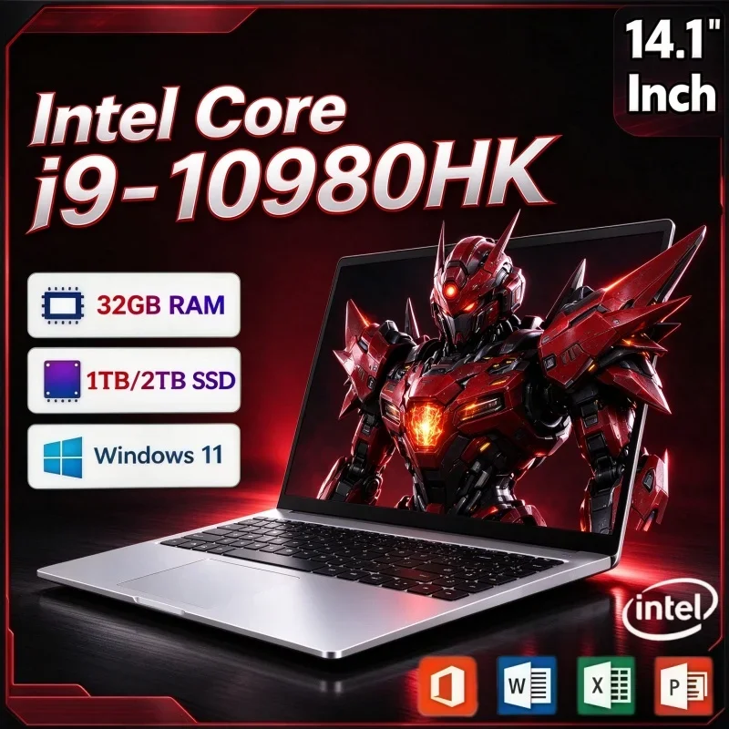 Win11 14.1 Inch Notebook Intel Core I9-10980HK 32GB RAM 2TB SSD High Speed Portable Laptop For Daily Entertainment & Office Task