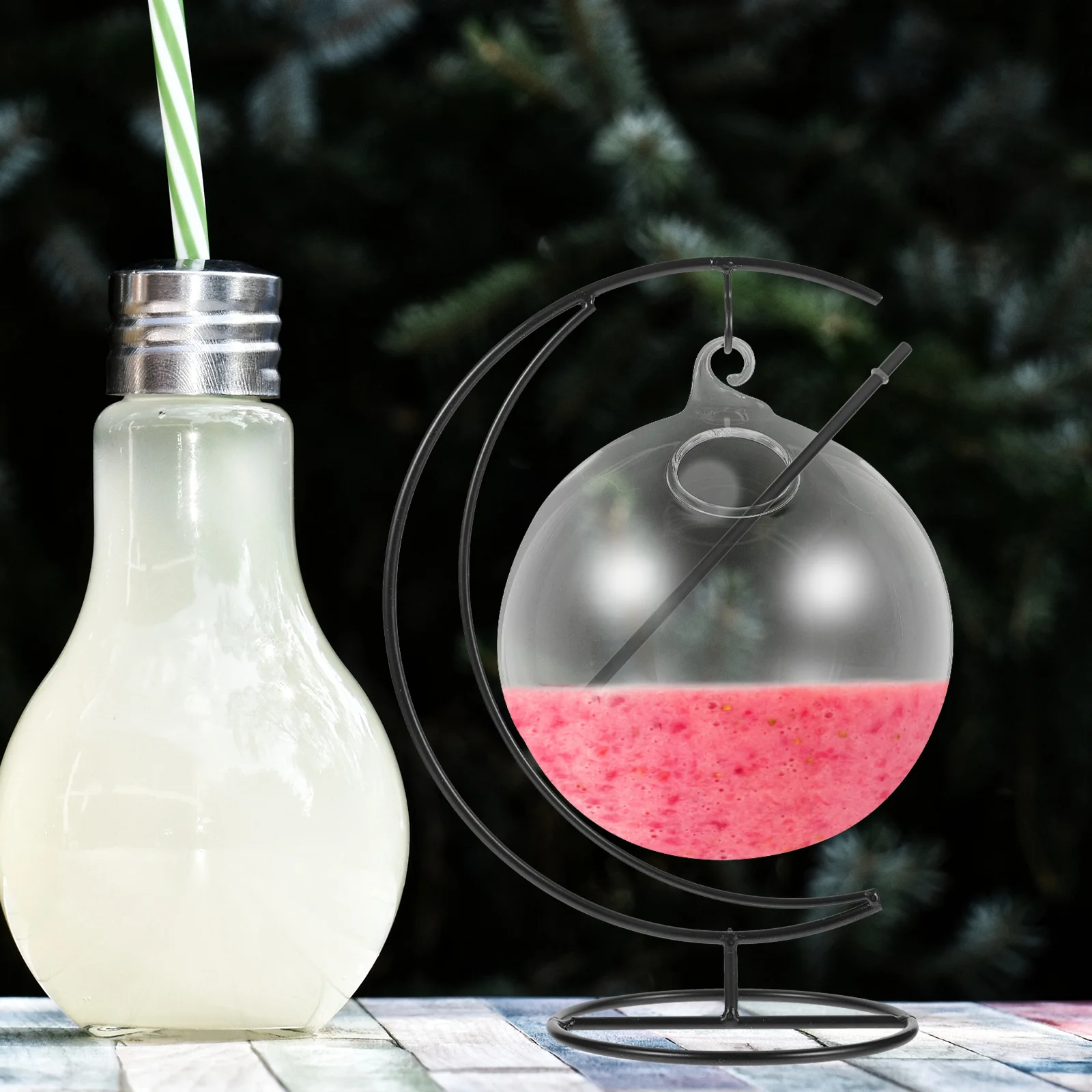 

Creative Clear Cocktail Glass with Stand Multipurpose Beverage Drinking Glass Cocktail Glasses with Iron Stand