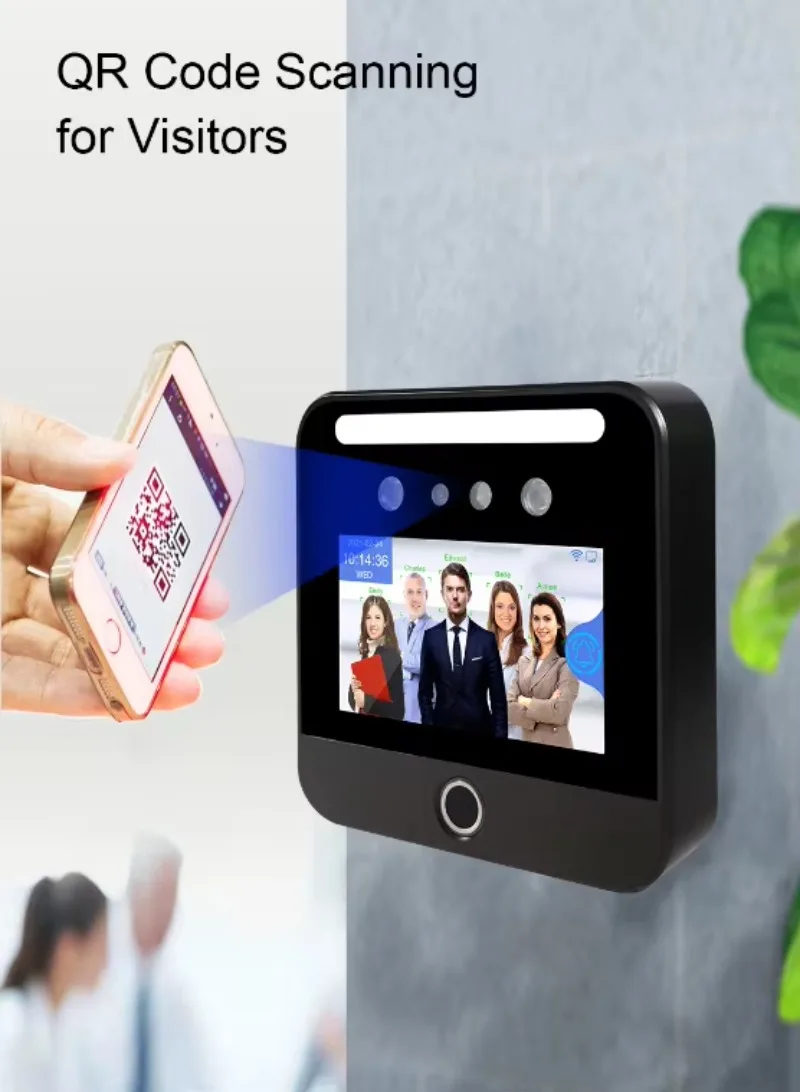 【الأكثر مبيعًا】 شاشة لمس 5 بوصة تحكم في الوصول الديناميكي للوجه بصمة وقت الحضور التعرف على الوجه بالأشعة تحت الحمراء 125 كيلو هرتز RFID Keyp