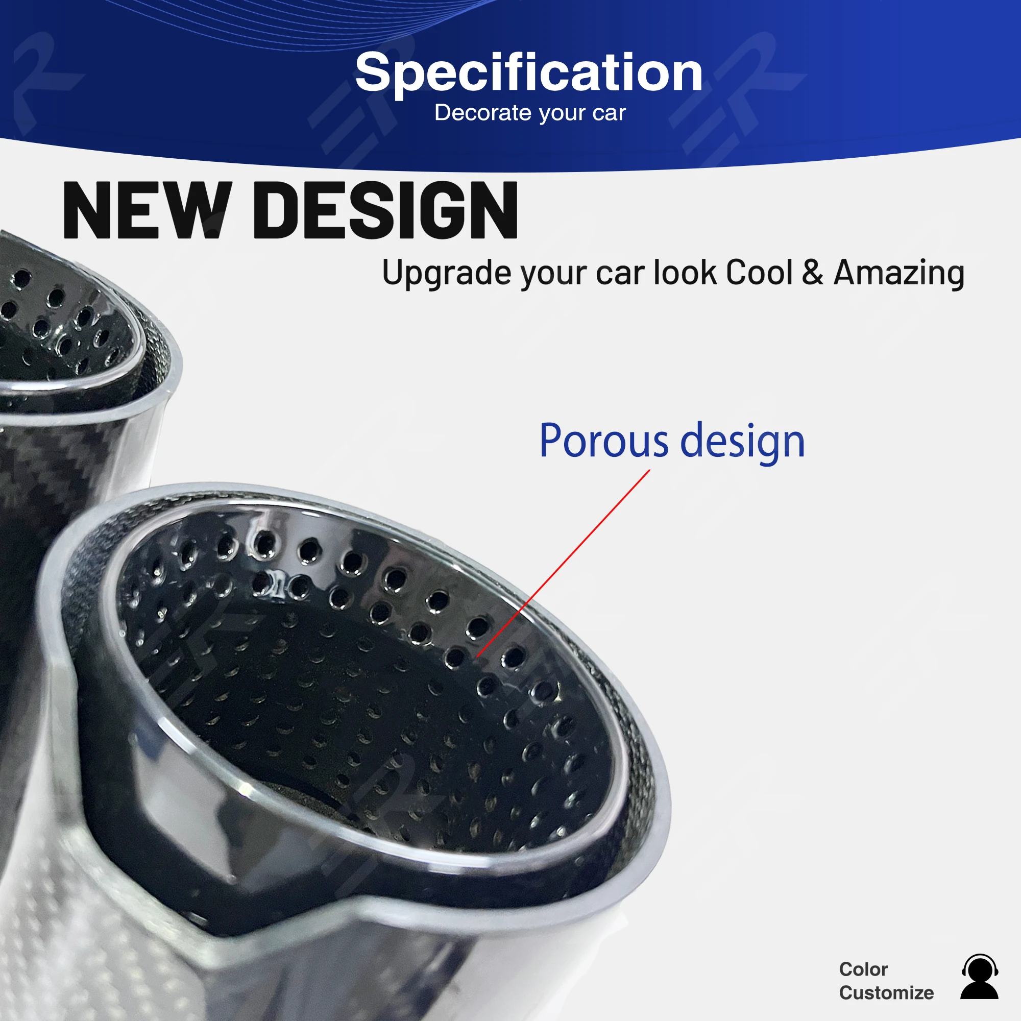 1PCS ER Car accessories Real Carbon Fiber Exhaust Tip Black stainless Dual Exit Muffler pipe Car Decorative for BMW Modify