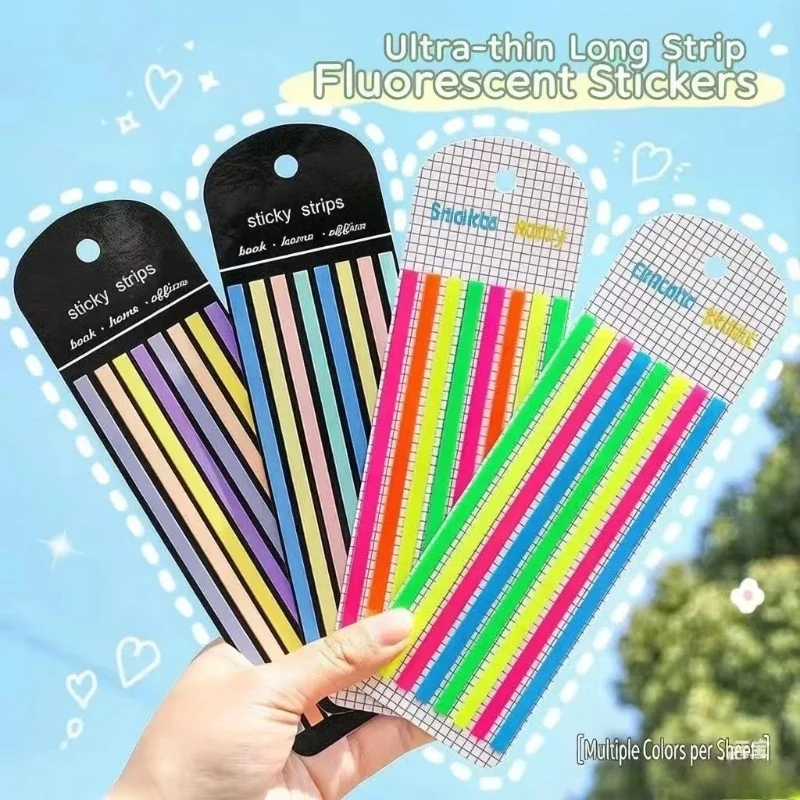 4-24Set Office School Supplies Ultra Fine Index Stickers Translucent PET Slim Fluorescent Students Key Mark Color Sticky Notes