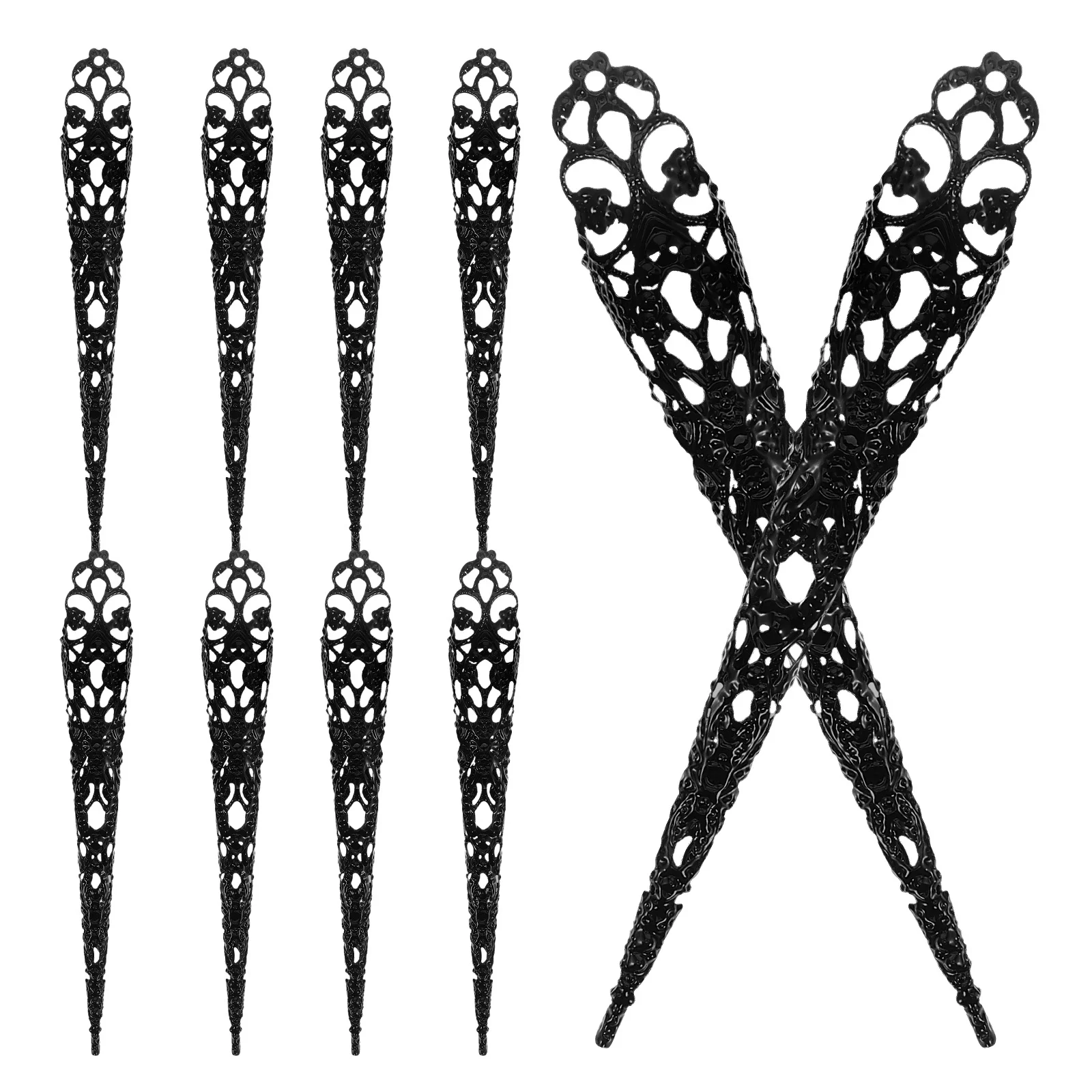 20개입 롱 네일 커버 속이 빈 디자인 손가락 보호대 여성 소녀용 가짜 손가락 커버 파티 축제 코스프레 액세서리 링