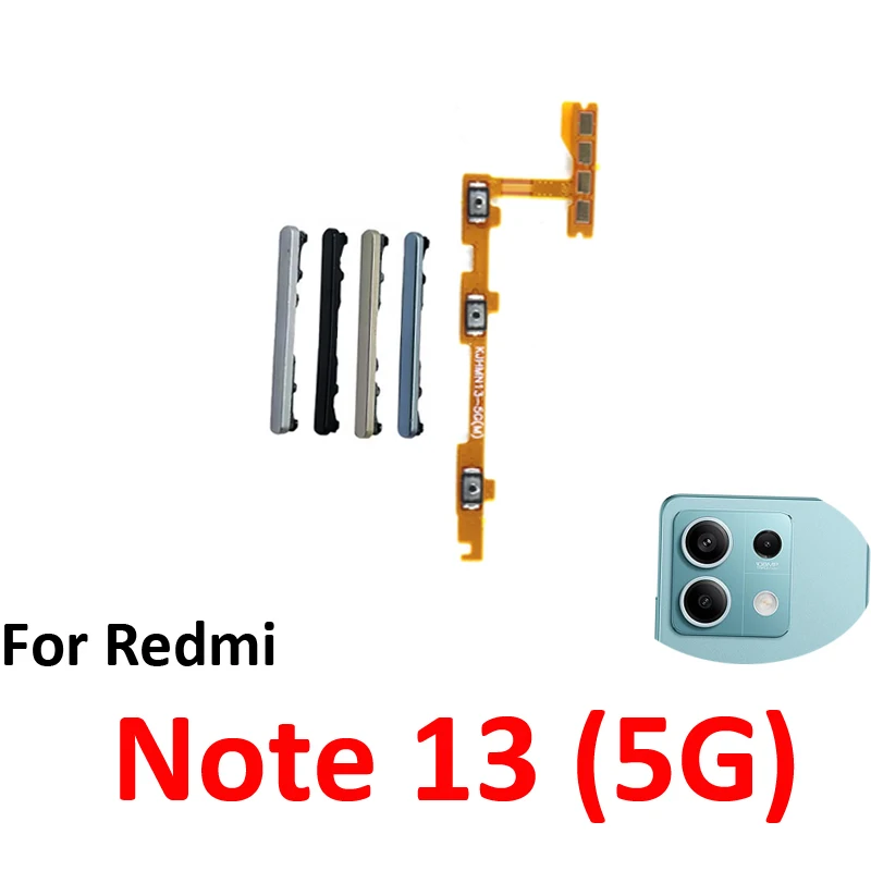 For Xiaomi Redmi Note 13 5G Phone Volume Button Up Down External Key Internal Power On Off Control Flex Cable Parts Black