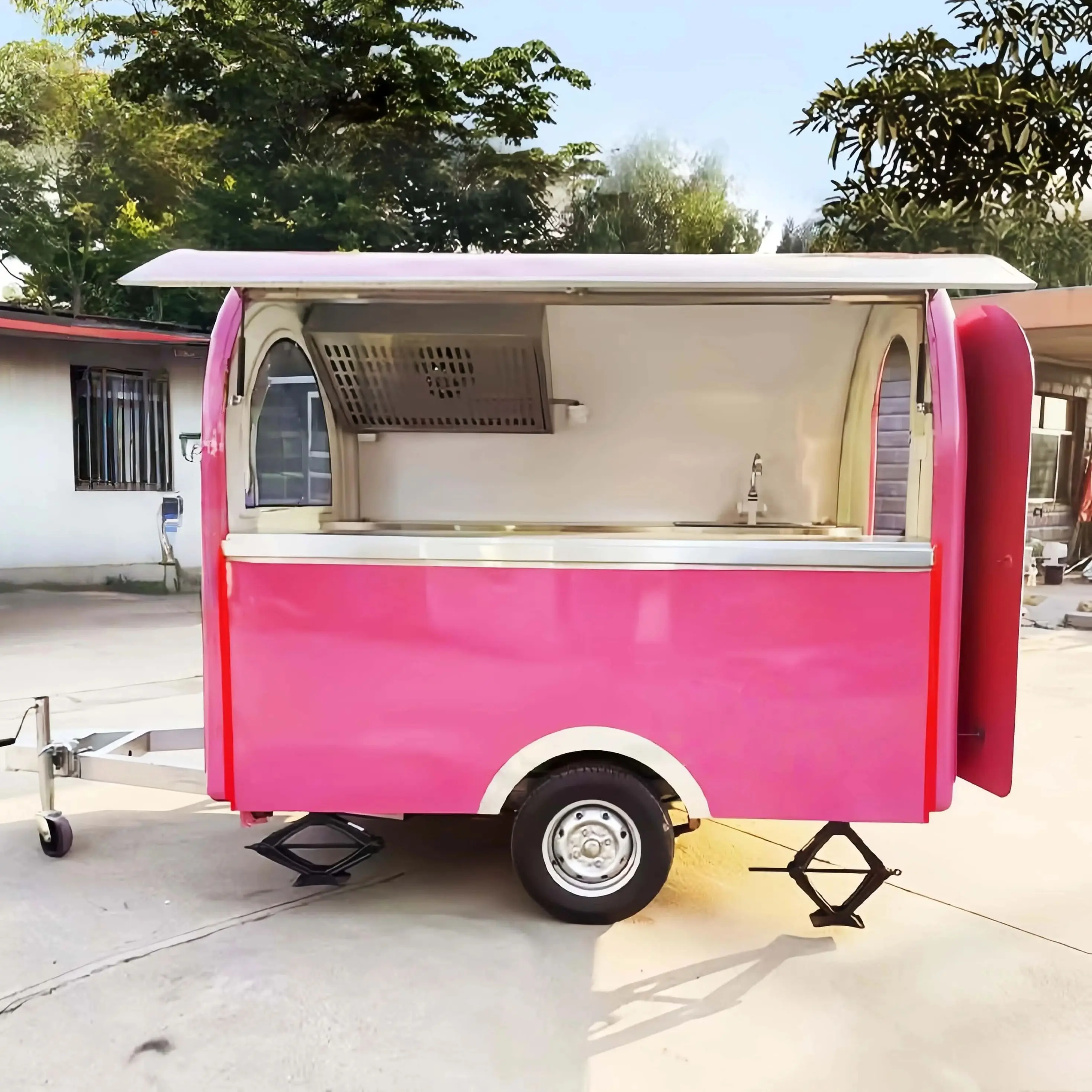 

Customzied Food Truck Trailer High Quality Round Food Cart Fast Food Trailer for Pancake Shopping Cart
