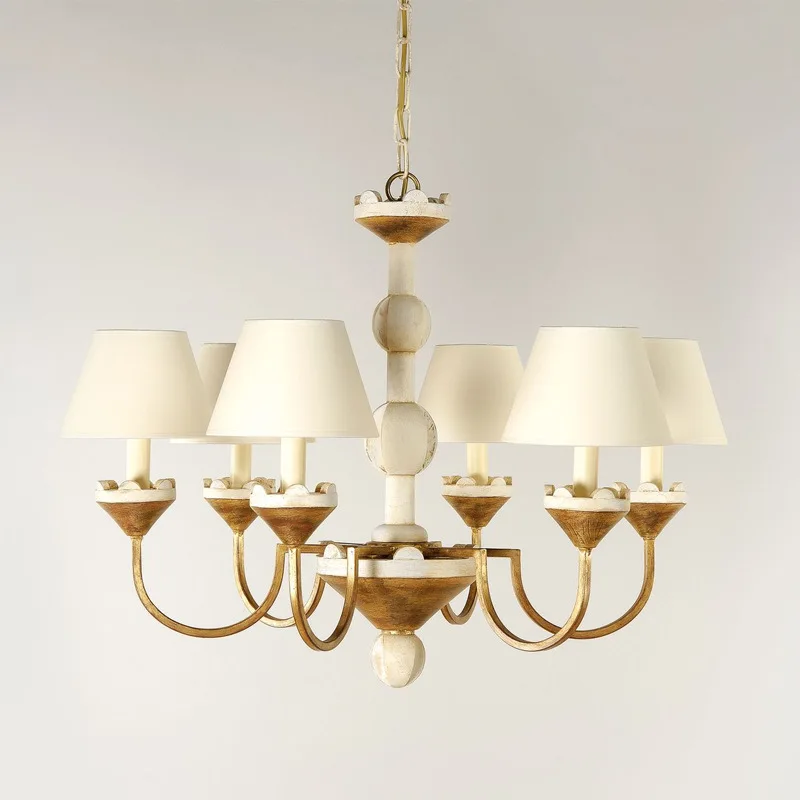 

American Retro Solid Wood Pendant Light French Creative Designer Living Room Villa Lobby Dining Room Bedroom Shop Chandelier