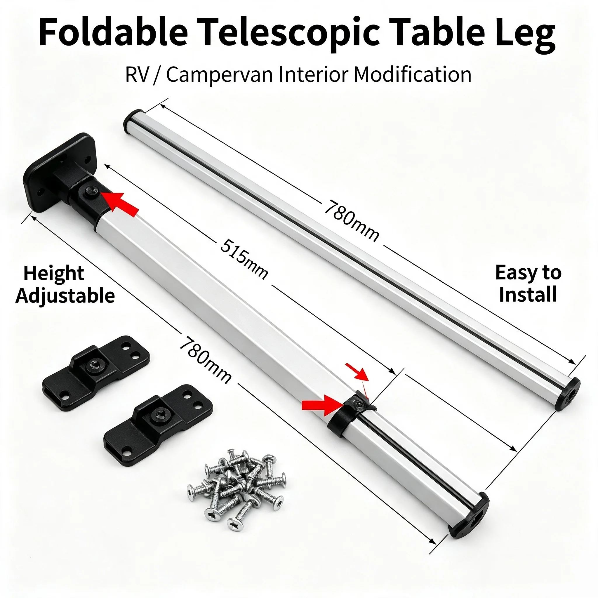 RV Modification Accessories, Lifting & Folding Table Legs, Telescopic Height Adjustable Detachable Table Leg for Campervan