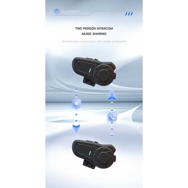 Motorcycle Helmet Bluetooth Headset BT5.1 800M Waterproof IP65 Full Duplex Talking Hands-Free Interphone