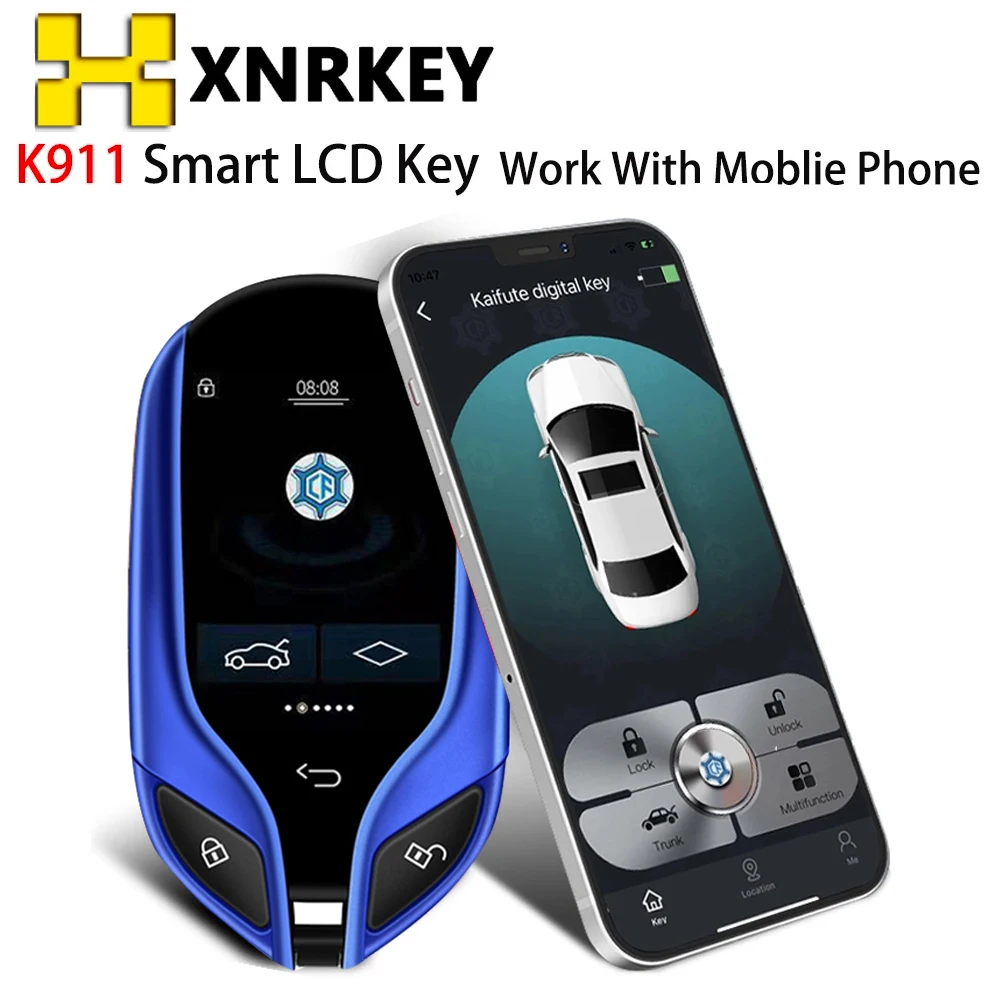 

XNRKEY K911 LCD Key PKE Keyless Entry Work With Moblie Phone Modified Universal Remote Car Key Prevention 300 Days Battery Life