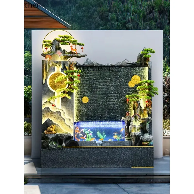BJ-24 Water Curtain Wall Rockery Flowing Water Ornaments Floor Living Room Fish Tank Courtyard Home Decoration