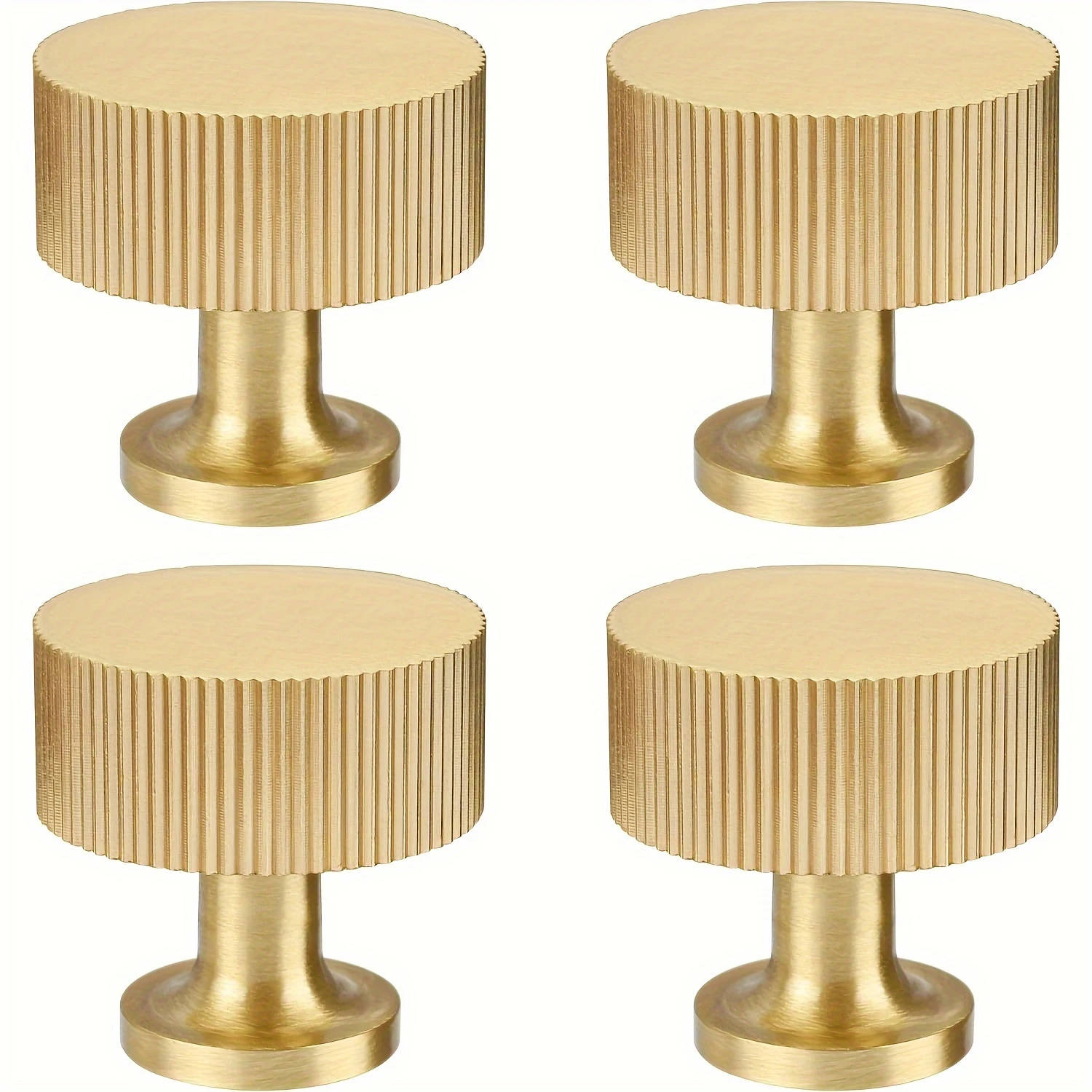 Retro Brass Cabinet Knobs, Elegant Ribbed Handles for Drawers Dressing Tables Modern Golden Metal Cabinet Pulls for Home