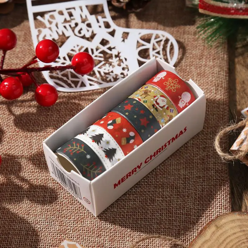 6Pcs Washi Tape Set Festival Christmas Masking Tape Journal Supplies Washitape Stationery Scrapbook Decorative Adhesive Tape