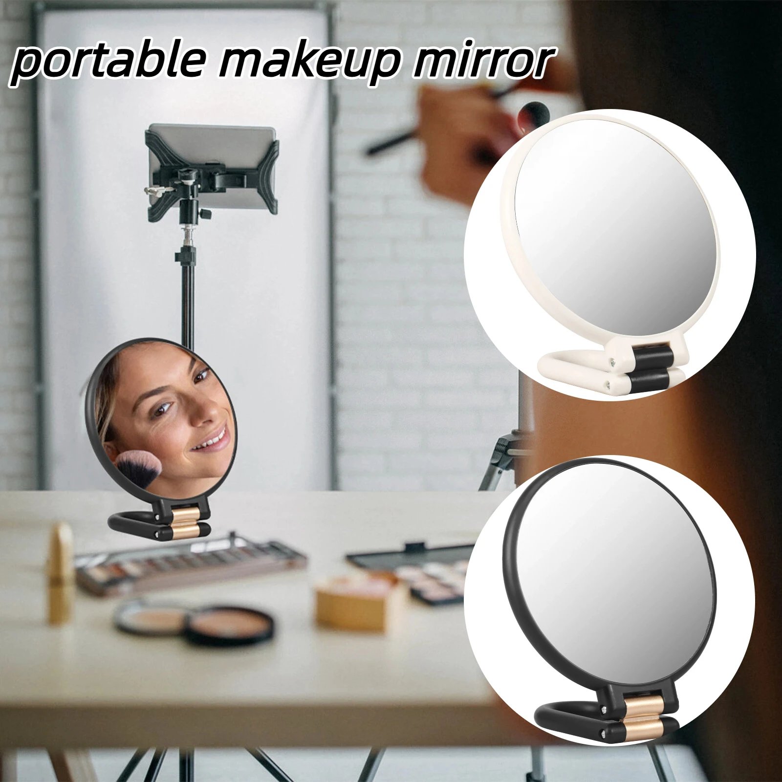 

Портативное ручное зеркало, двустороннее зеркало со складной ручкой, 30X/1X, многофункциональное портативное женское зеркало для макияжа