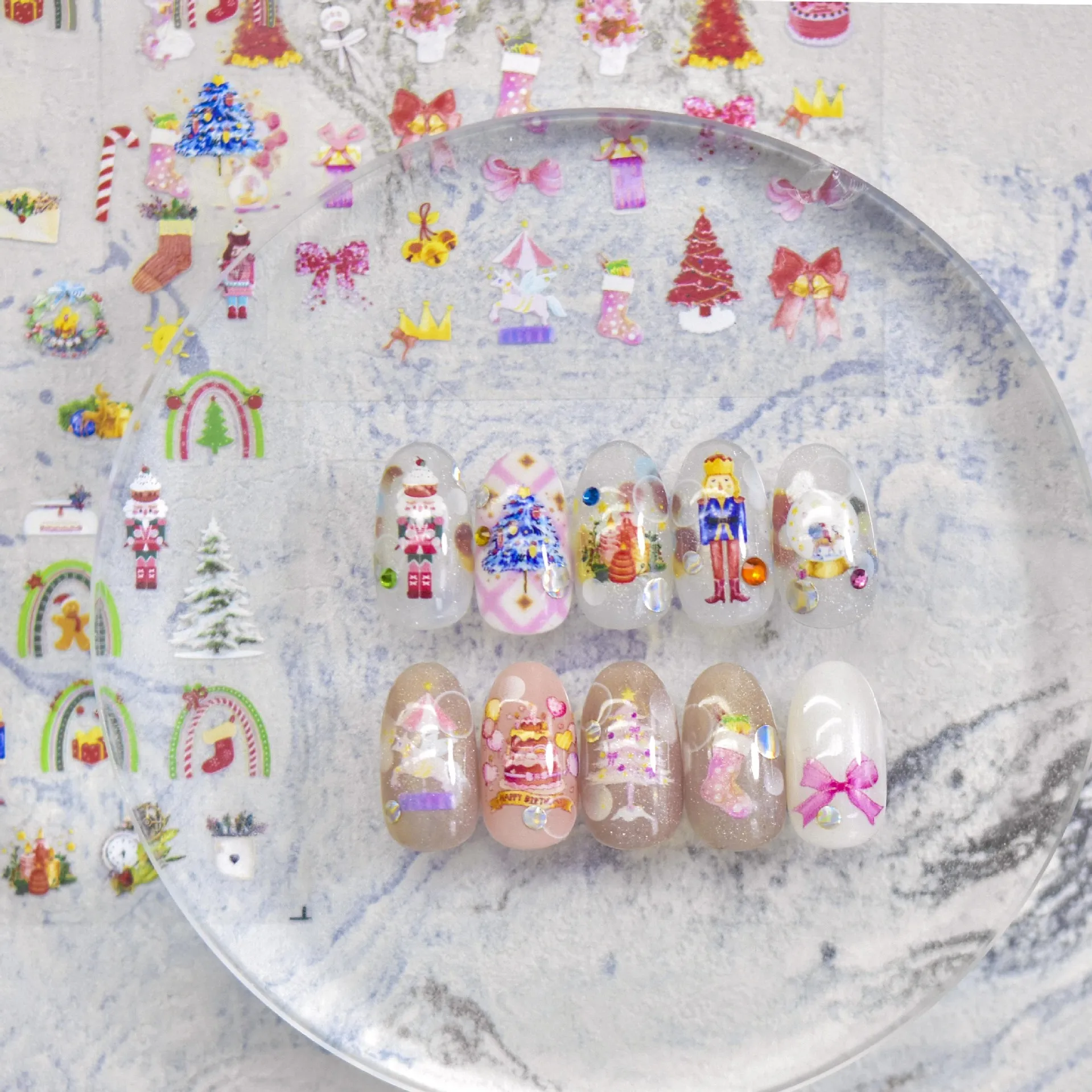 Nail Art Stickers Pink Christmas Dark Japanese Self Adhesive Film Decals Lightweight Manicure Decor for Girls Women