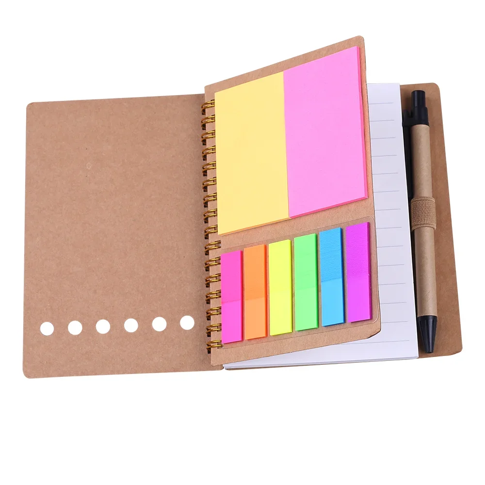 Imagem -04 - Notepad Espiral com Caneta Sticky Note Memo Pad Pequeno Pocket Book Marker Escrita Papelaria Retro Agenda Negócios Planejador