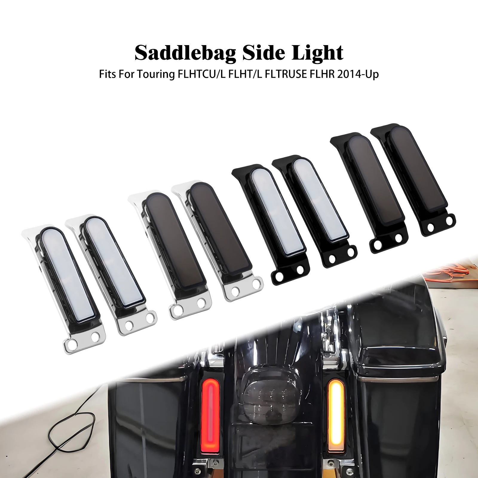 

Motorcycle Fender Saddlebag Filler LED Light Rear Side Turn Signal For Harley Touring Electra Road Glide FLHTK FLTRU FLHR 14-Up