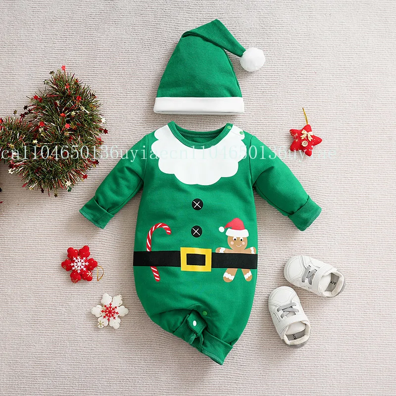 

Christmas Gingerbread Man Newborn Clothes Comfortable And Soft 0-18 Boys And Girls Spring And Autumn Long Sleeved Baby Jumpsuit