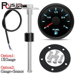 52mm Fuel Level Gauge 0-190Ω 7 colors LED Backlight Fuel Gauge For 100~500mm Fuel Level Sensor(Option) For Oil Tank Level