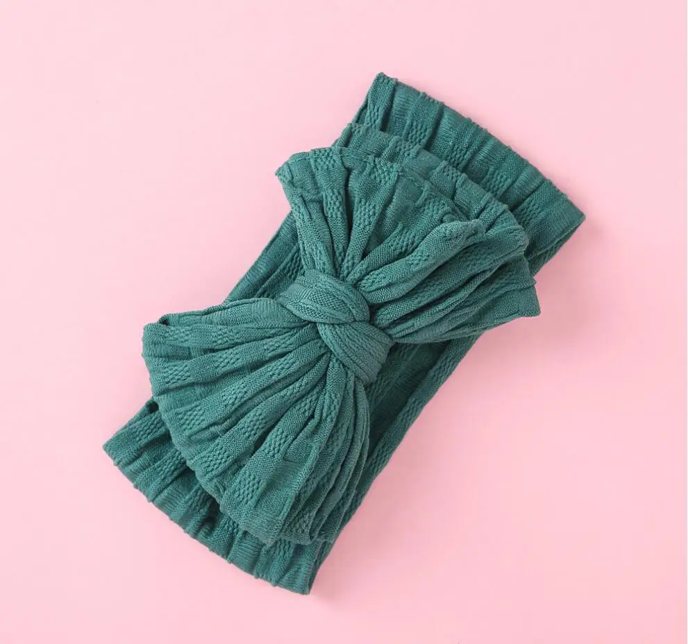 30ชิ้น/ล็อตสายถักไนลอน Bow Headwraps เด็ก Double Layer โบว์ไนลอน Headbands สำหรับเด็กผู้หญิงเด็กน้อยผม Acceessories