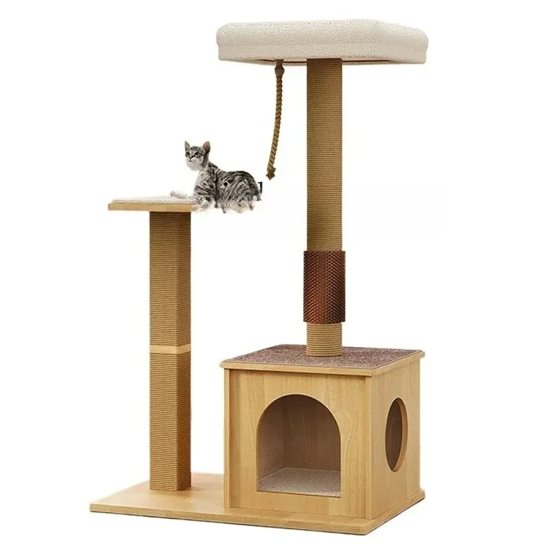Integrated Cat Tree & Cat Litter Box, Space Saving Multi-Cat Cat Furniture for Home