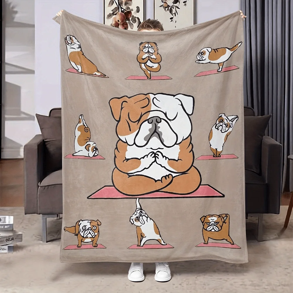 French Bulldog Graffiti Art Colorful Splash Paint Soft Cozy Throw Blanket for Sofa Bed Modern Vibe