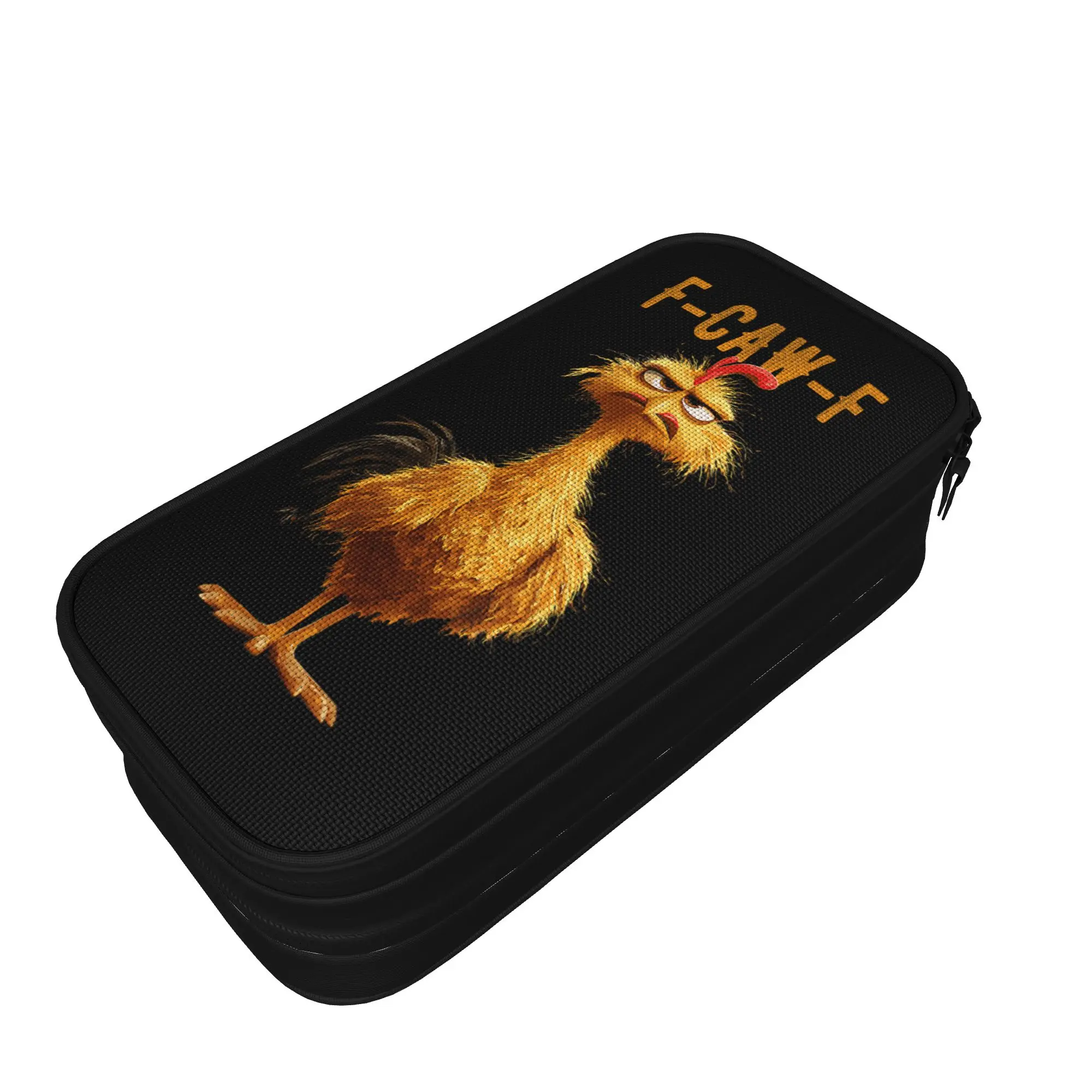 Classic Funny F-Caw-F Chicken Meme Pencil Case Dark Humor Pencil Box Pen Holder Student Big Capacity Bag School Gift Stationery