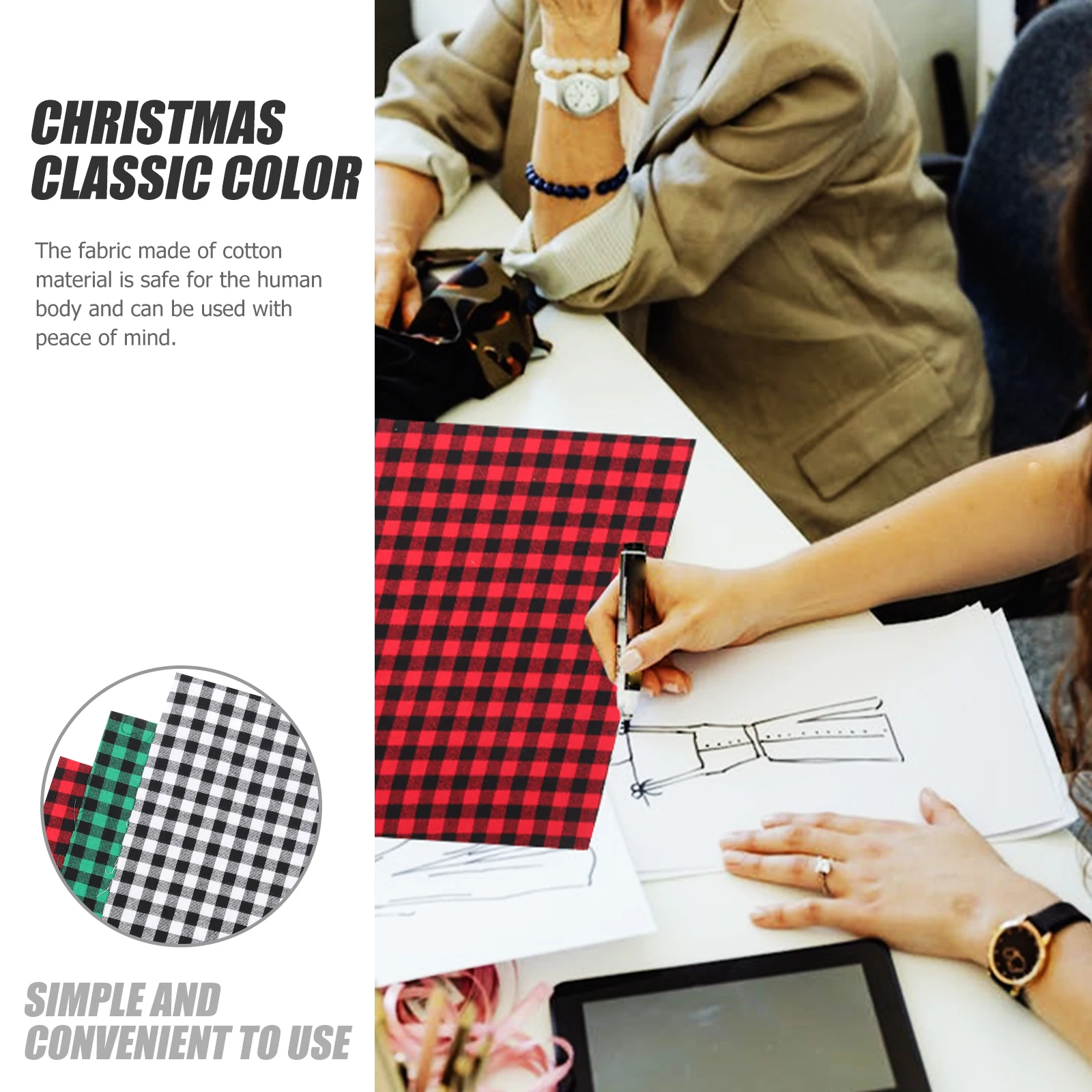 

6pcs Christmas Fabric Set Cotton Patchwork Cloth Plaid Print Sewing Material For Diy Decor Xmas Cloth Pillows Sofa Covers