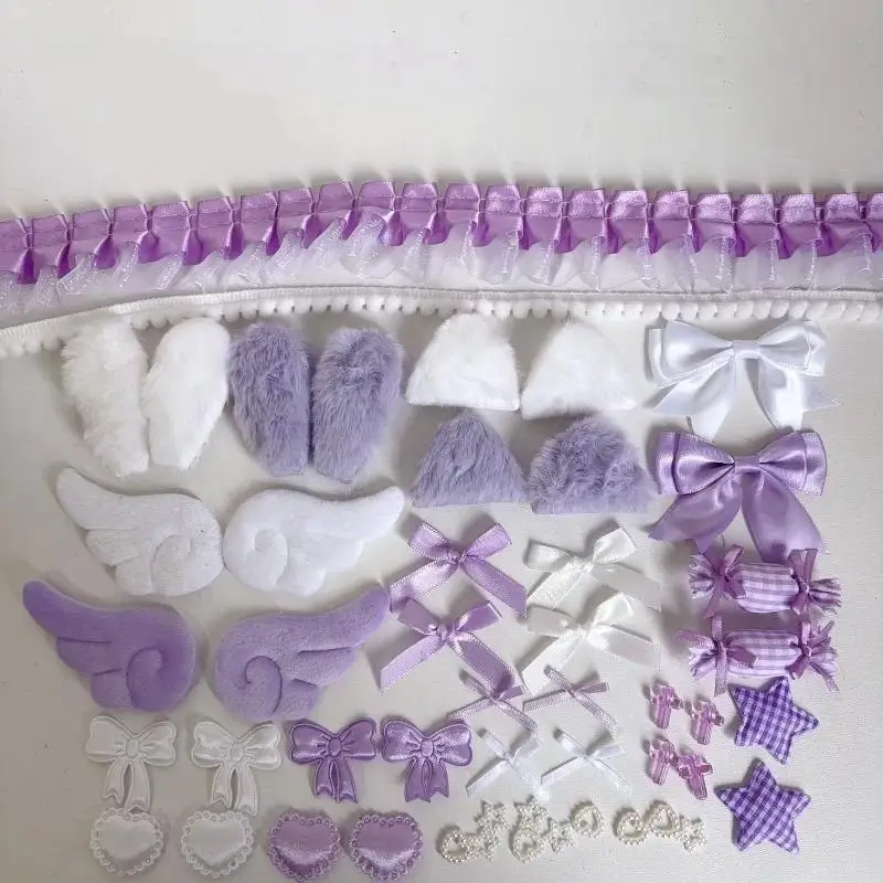 50 Stück Süßes Ita Bag DIY Dekorations-Set Spitzenband Schleife Flügel Itabag Zubehör Lolita Anime Karten- und Abzeichentaschen Handgemachtes Bastelzubehör – Detail 9