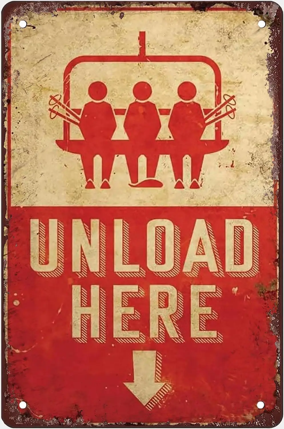 Retro Metal Tin Sign Unload Here Ski Aluminum Wall Decor Lift Cabin Home Bar Pub Poster Gift For Wom