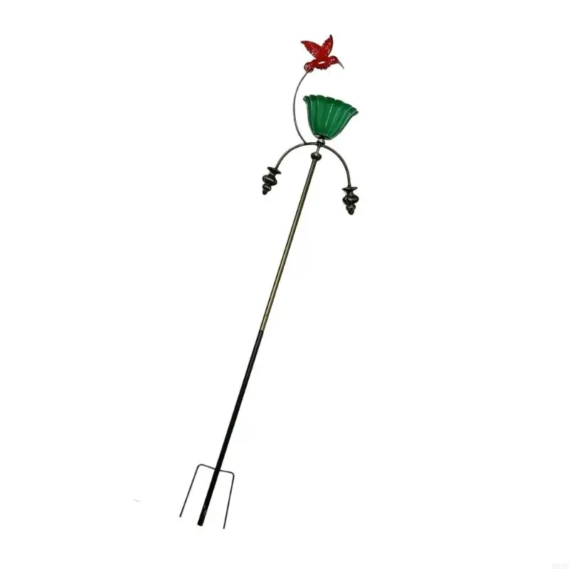 Eleganter Kolibri-Futterspender aus Schmiedeeisen mit blütenförmigem Vogelbad zur Gartendekoration und zum Anlocken B03E – Detail 8